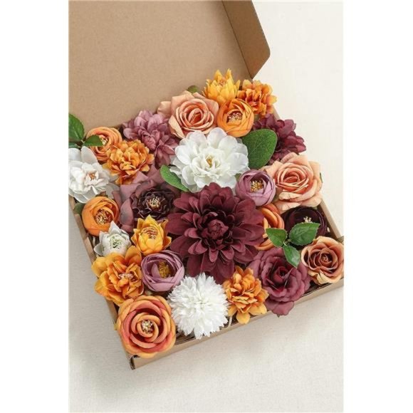 26Heads Artificial Flowers Bulk Wedding Decorations Mix Silk Fake Flowers DIY - Picture 2 of 6